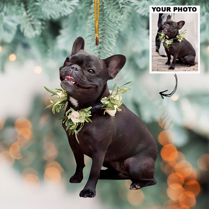 Wedding Dog - Personalized Photo Mica Ornament - Christmas, Wedding Gift For Dog Lover, Dog Mom, Dog Dad, Dog Owner