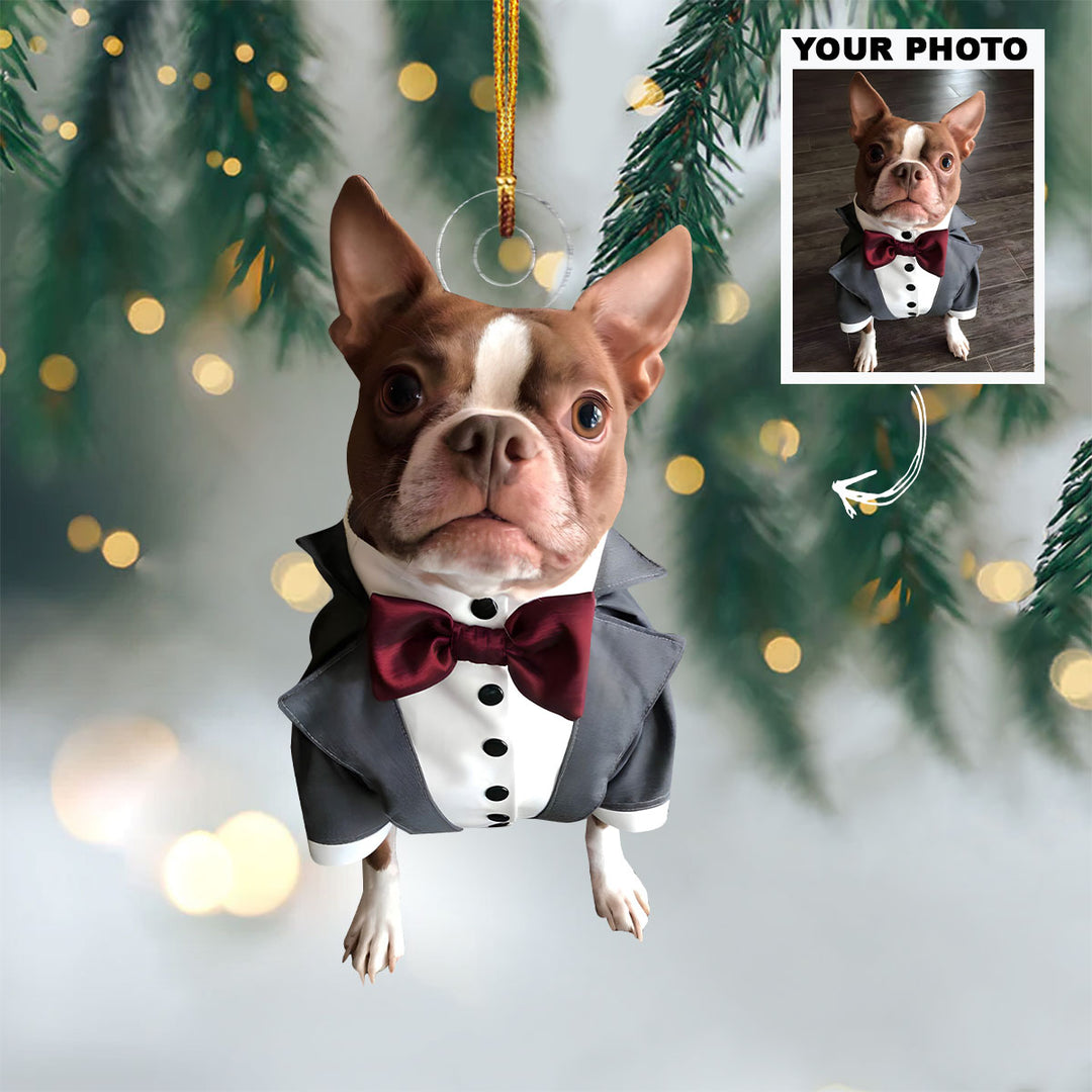 Wedding Dog - Personalized Photo Mica Ornament - Christmas, Wedding Gift For Dog Lover, Dog Mom, Dog Dad, Dog Owner