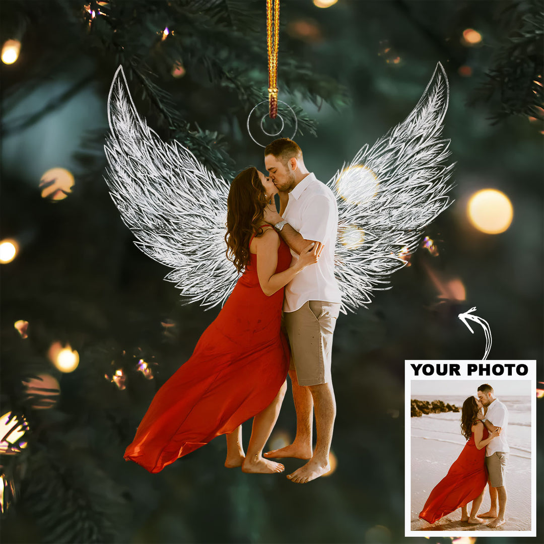 Wing Customized Your Photo Ornament - Personalized Custom Photo Mica Ornament - Christmas Gift For Family Members, Couples UPL0DM024