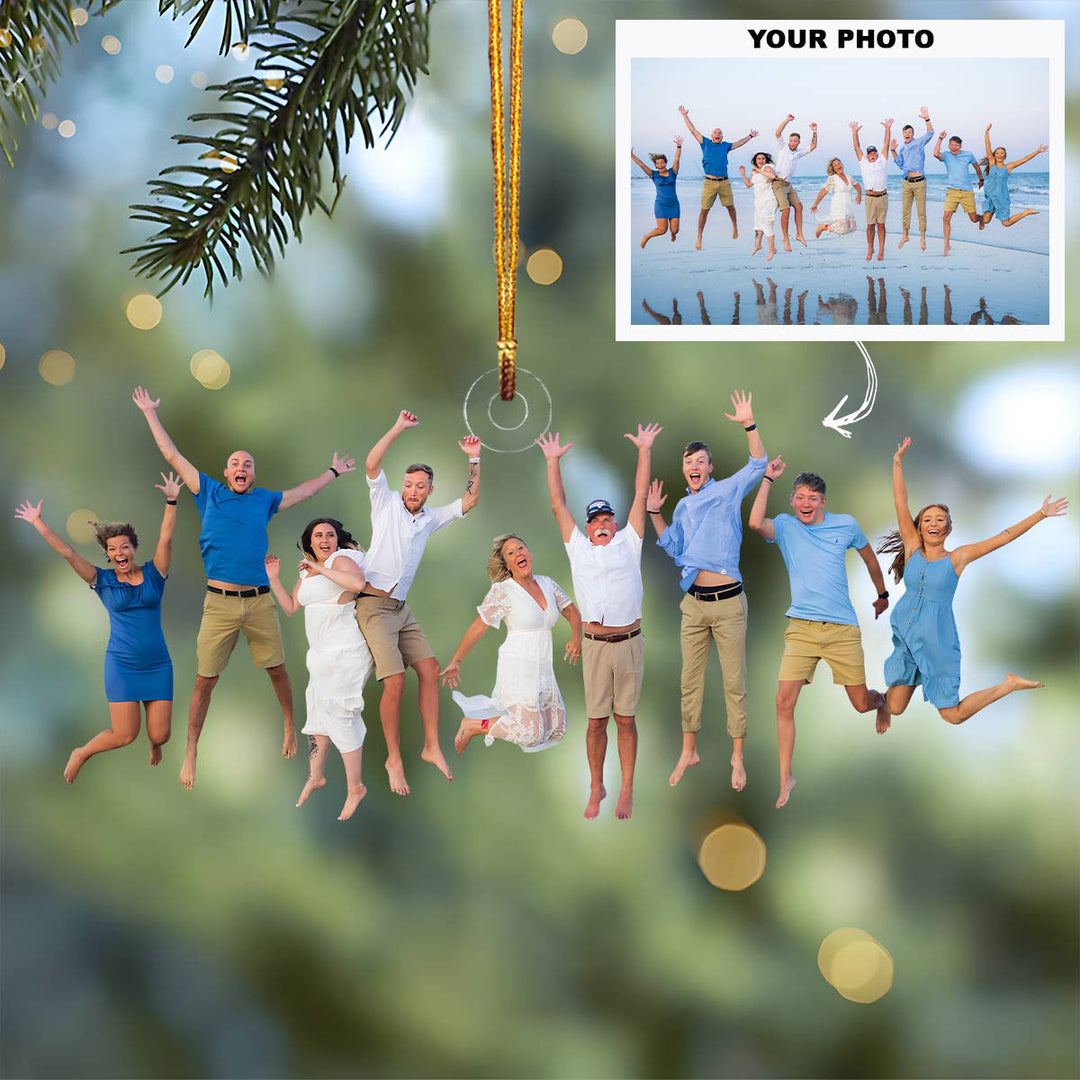 Merry Christmas Happy Family - Personalized Custom Photo Mica Ornament - Christmas Gift For Family Members, Dad, Mom