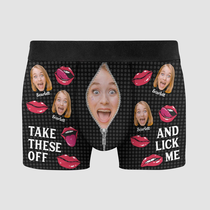 Take These Off And Lick Me - Personalized Custom Men's Boxer Briefs - Gift For Couple