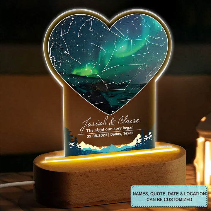 The Night We Met Aurora Began Constellation Star Map - Personalized Custom Acrylic LED Night Light - Gift For Couple, Husband, Wife