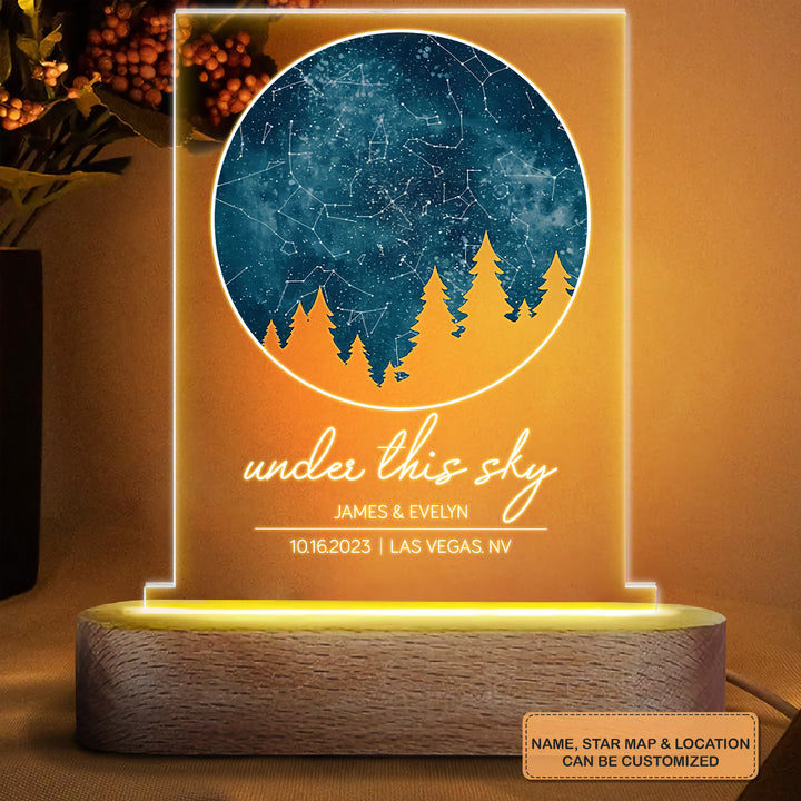 Under This Sky Constellation Star Map - Personalized Custom Acrylic LED Night Light - Gift For Couple, Husband, Wife