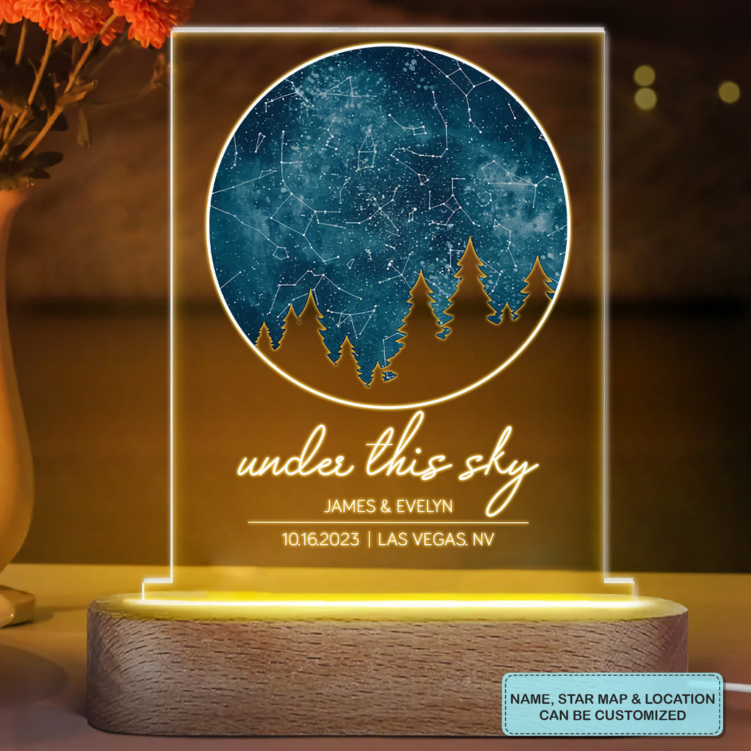 Under This Sky Constellation Star Map - Personalized Custom Acrylic LED Night Light - Gift For Couple, Husband, Wife