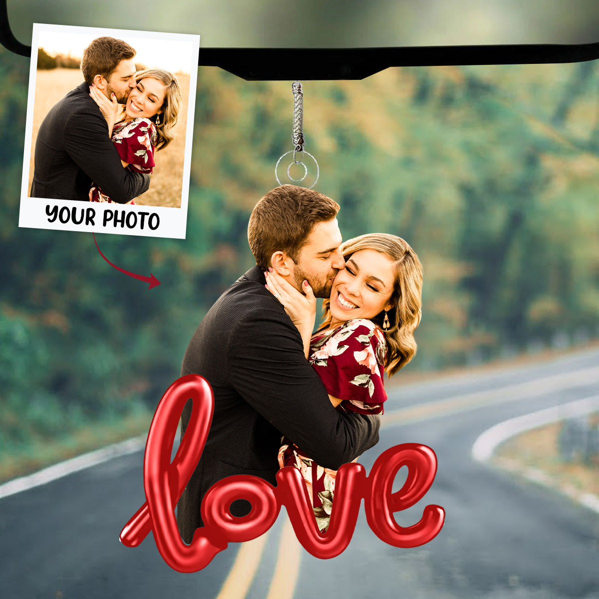 Love Photo Custom - Personalized Car Hanging Ornament - Gift For Couple UPL0PD036