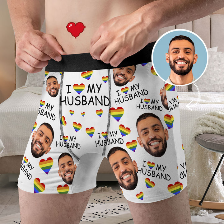 I Love My Husband - Personalized Custom Men's Boxer Briefs - Gift For Couple, Boyfriend, Husband