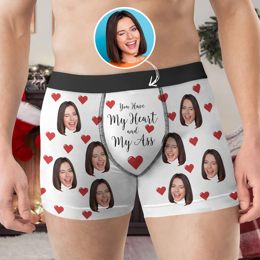 You Have My Heart And My Ass - Personalized Custom Men's Boxer Briefs - Gift For Couple, Boyfriend, Husband