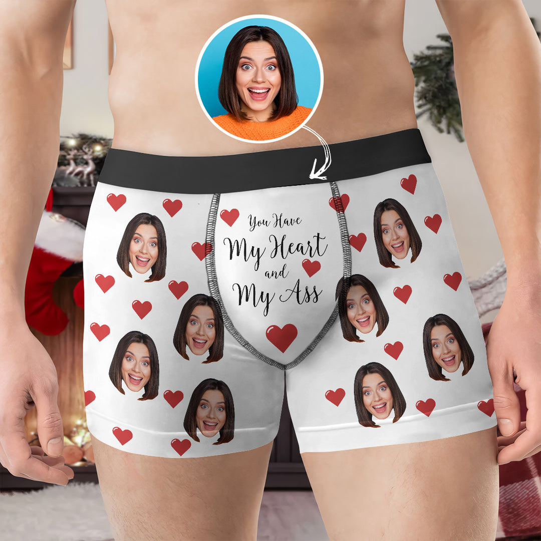 You Have My Heart And My Ass - Personalized Custom Men's Boxer Briefs - Gift For Couple, Boyfriend, Husband