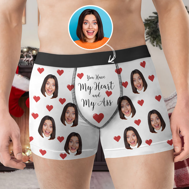 You Have My Heart And My Ass - Personalized Custom Men's Boxer Briefs - Gift For Couple, Boyfriend, Husband