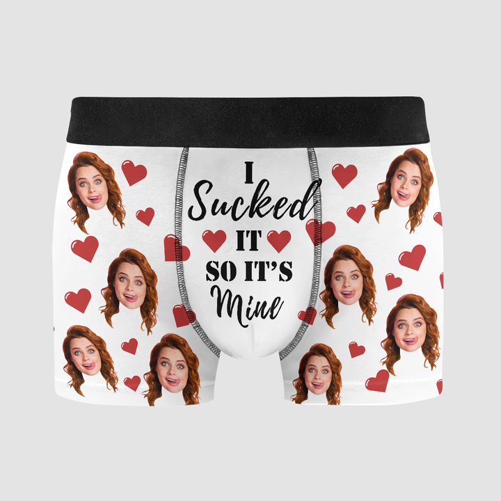 I Sucked It So It's Mine - Personalized Custom Men's Boxer Briefs - Gift For Couple, Boyfriend, Husband