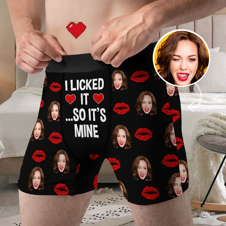 I Licked It So It's Mine - Personalized Custom Men's Boxer Briefs - Gift For Couple, Boyfriend, Husband