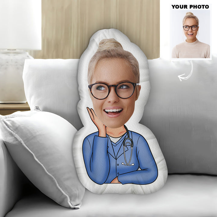 Custom Face Cutout Nurse V2 - Personalized Custom Shape Pillow - Nurse's Day, Appreciation Gift For Nurse