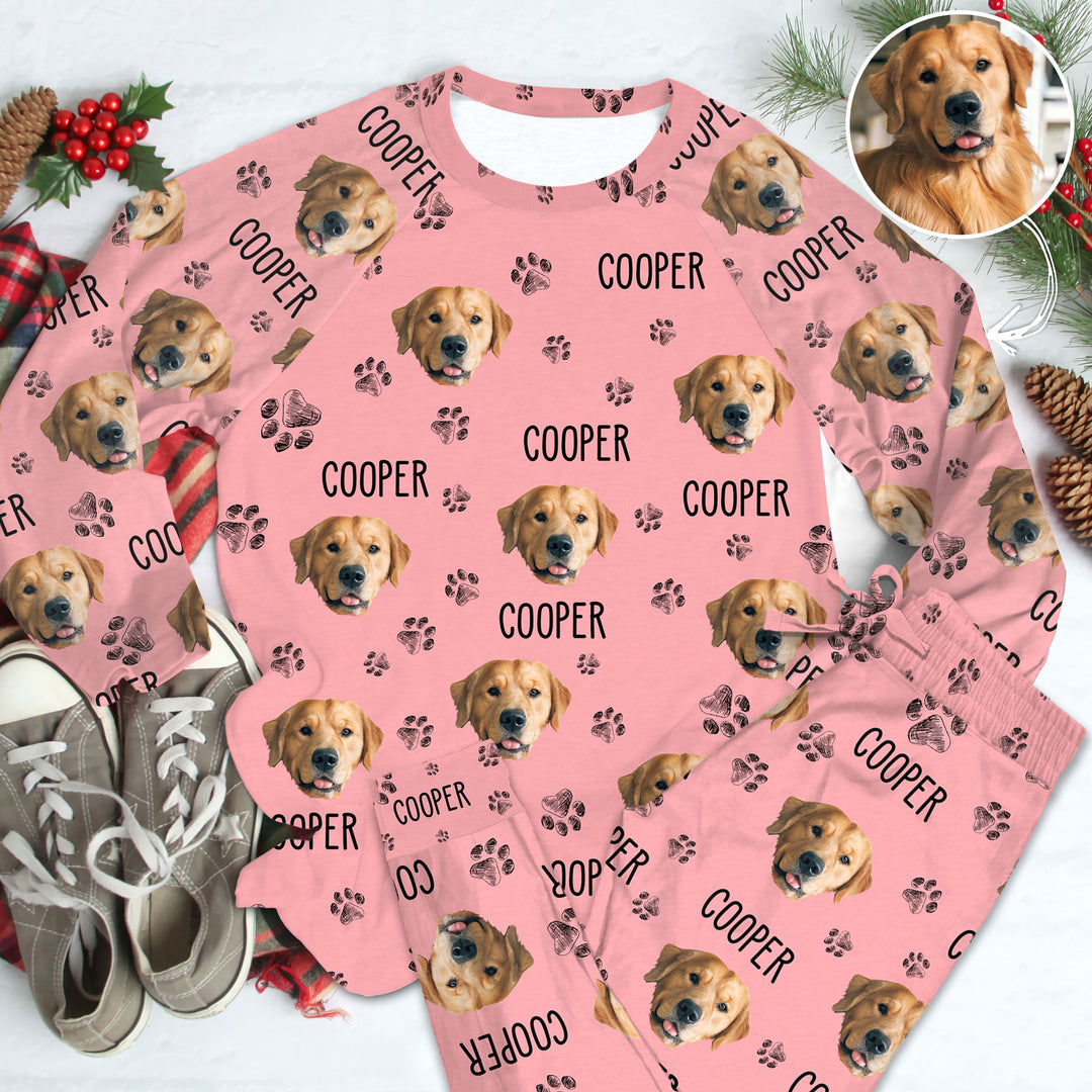 Custom Pet Face - Personalized Custom Raglan Pajama Set - Gift For Dog Lover, Cat Lover