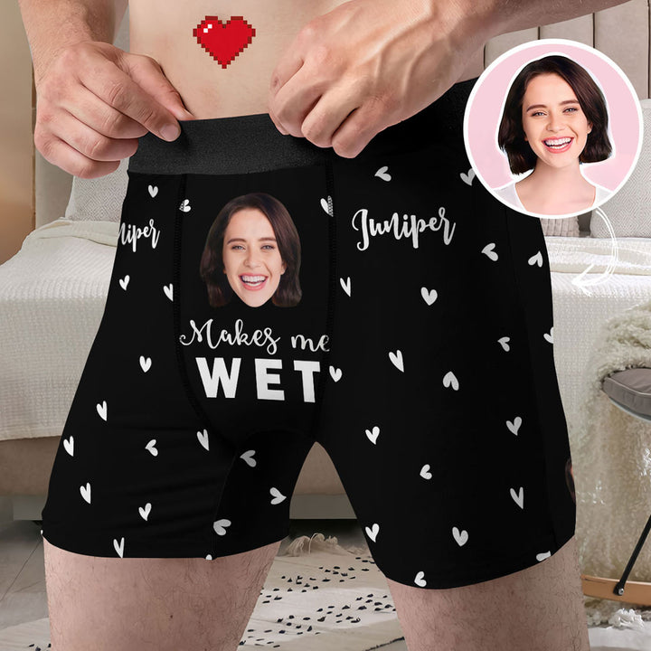 She Makes Me Wet - Personalized Custom Men's Boxer Briefs - Gift For Couple, Boyfriend, Husband