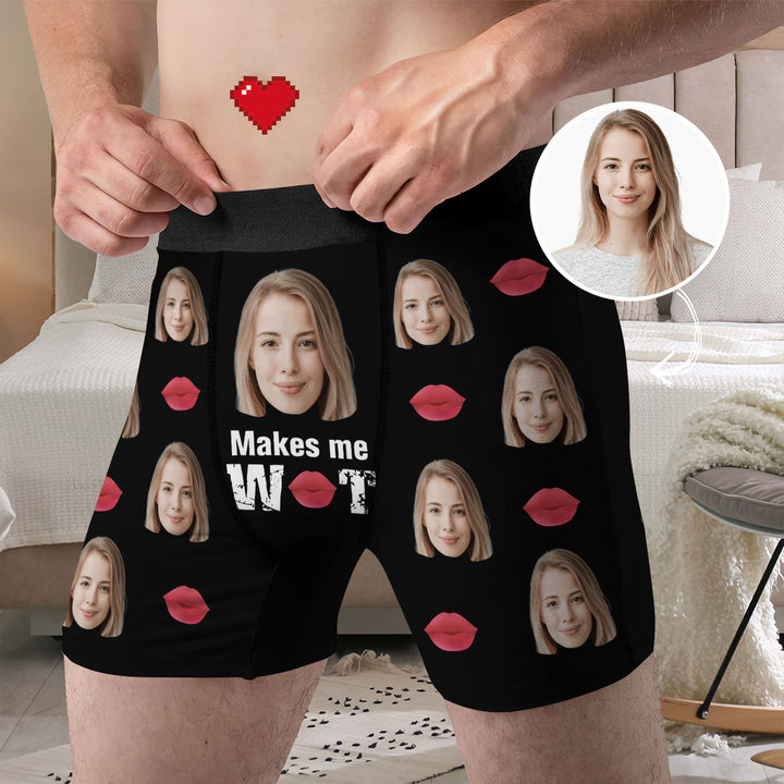 Kissing Makes Me Wet - Personalized Custom Men's Boxer Briefs - Gift For Couple, Boyfriend, Husband