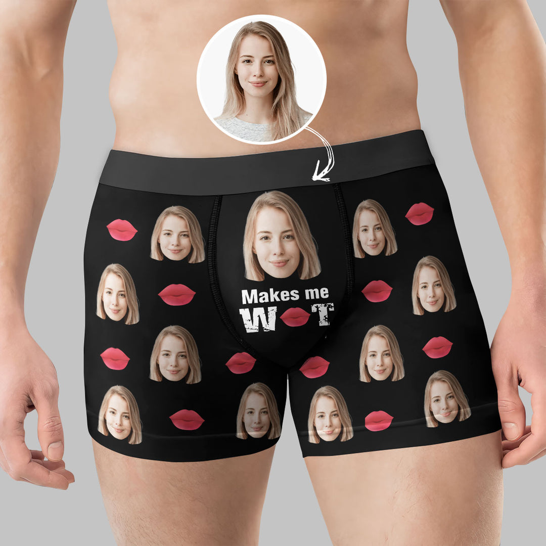 Kissing Makes Me Wet - Personalized Custom Men's Boxer Briefs - Gift For Couple, Boyfriend, Husband