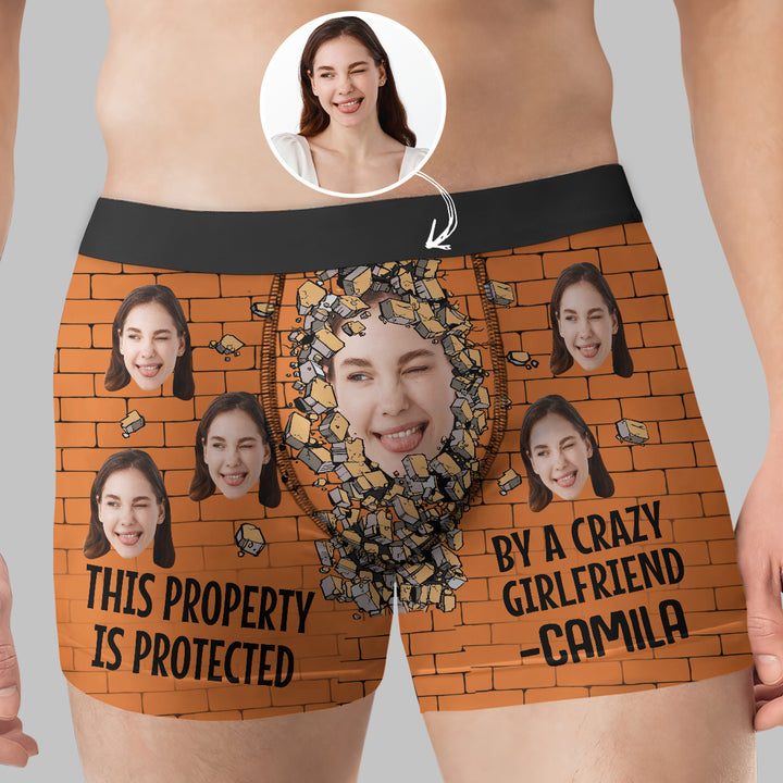 This Property Is Protected - Personalized Custom Men's Boxer Briefs - Gift For Couple, Boyfriend, Husband
