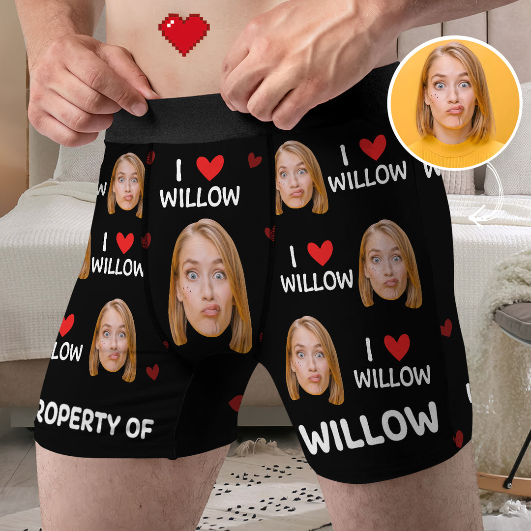 I Love You Custom Face - Personalized Custom Men's Boxer Briefs - Gift For Couple, Boyfriend, Husband