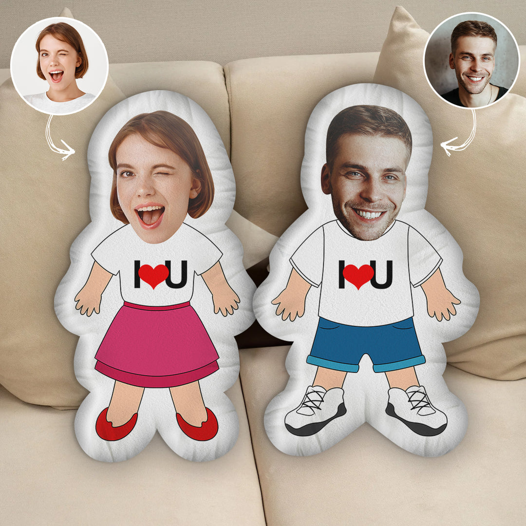 I Love U - Personalized Custom Shape Pillow - Gift For Couple, Boyfriend, Girlfriend, Wife, Husband, Family Members