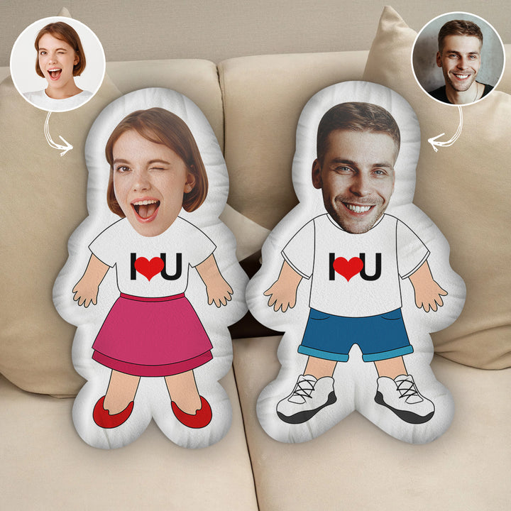I Love U - Personalized Custom Shape Pillow - Gift For Couple, Boyfriend, Girlfriend, Wife, Husband, Family Members