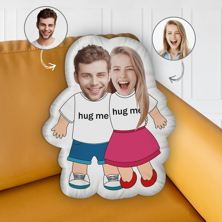 Hug Me Couple - Personalized Custom Shape Pillow - Gift For Couple, Boyfriend, Girlfriend, Wife, Husband, Family Members