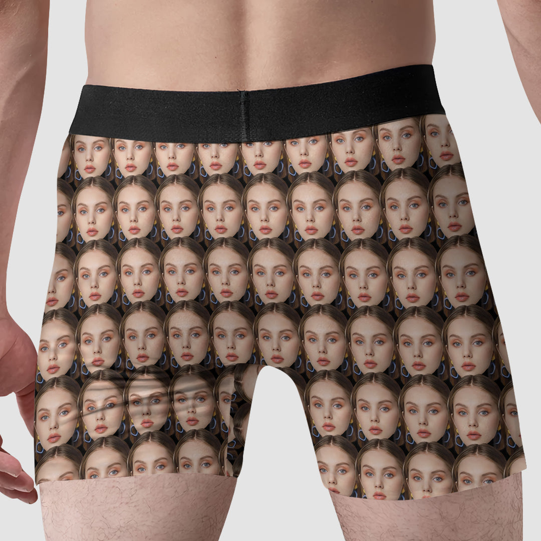 Funny Underwear Lover Face - Personalized Custom Men's Boxer Briefs - Gift For Couple, Boyfriend, Husband