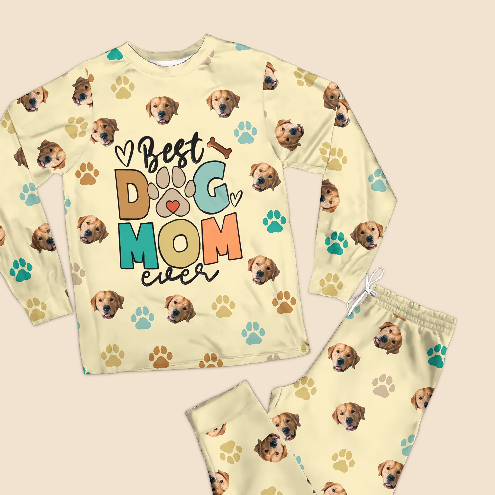 Best Dog Mom Ever - Personalized Custom Raglan Pajama Set - Gift For Dog Lover, Dog Mom, Dog Dad, Dog Owner