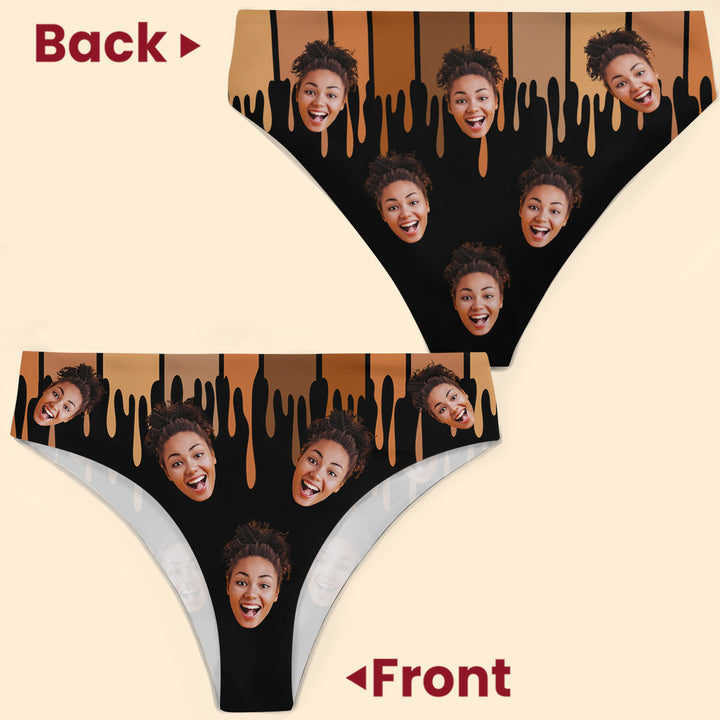 Melanated Face Cutout - Personalized Custom Women's Briefs - Gift For Couple, Girlfriend, Wife