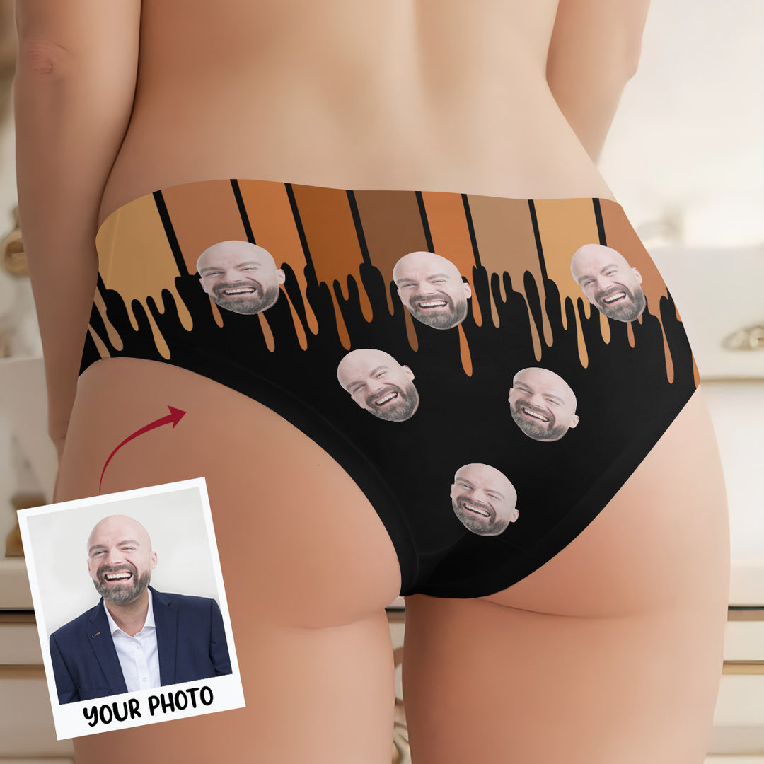 Melanated Face Cutout - Personalized Custom Women's Briefs - Gift For Couple, Girlfriend, Wife