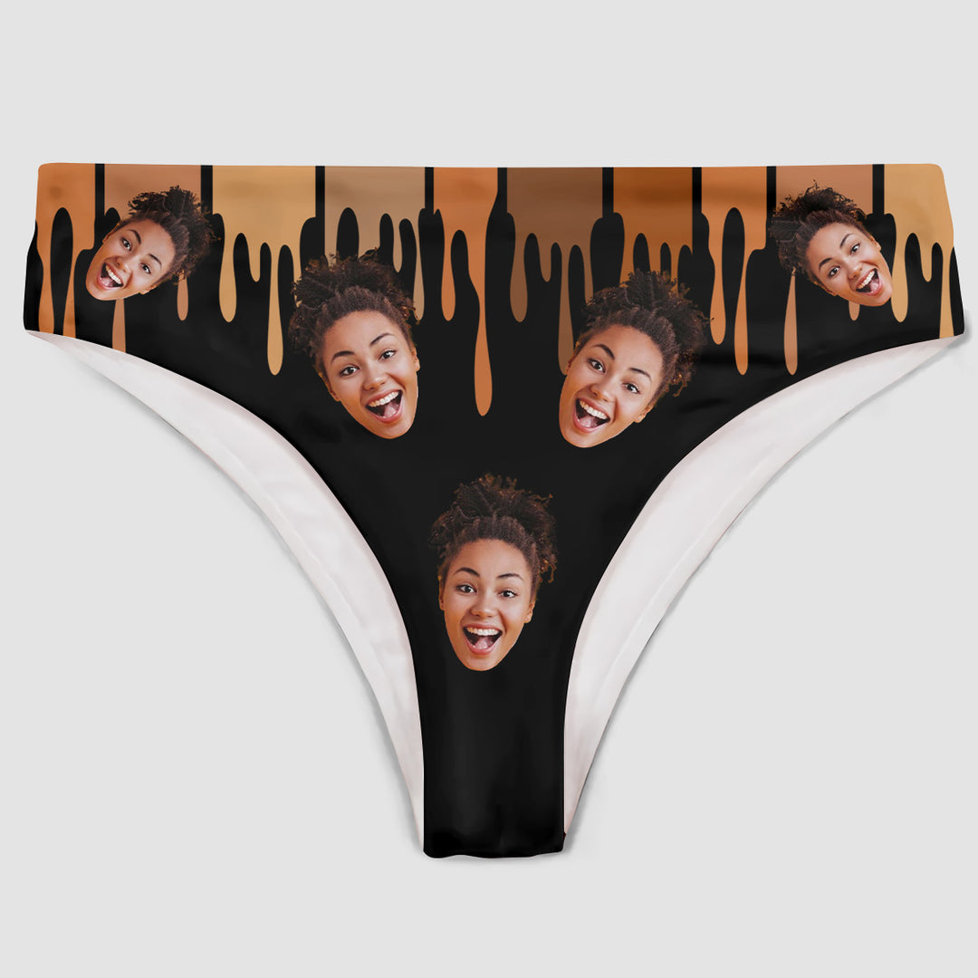 Melanated Face Cutout - Personalized Custom Women's Briefs - Gift For Couple, Girlfriend, Wife