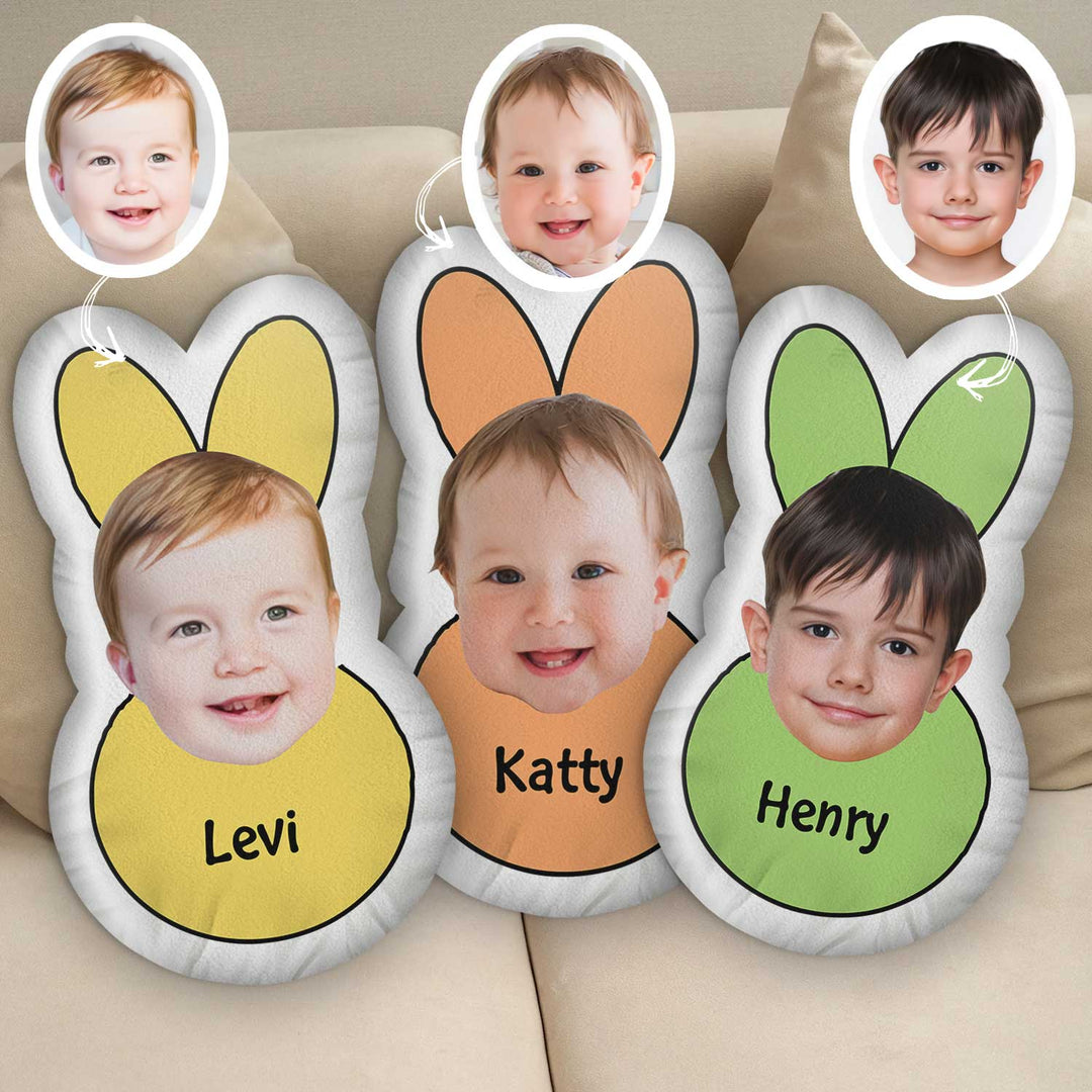 Happy Easter Bunny - Personalized Custom Shape Pillow - Gift For Family, Family Members