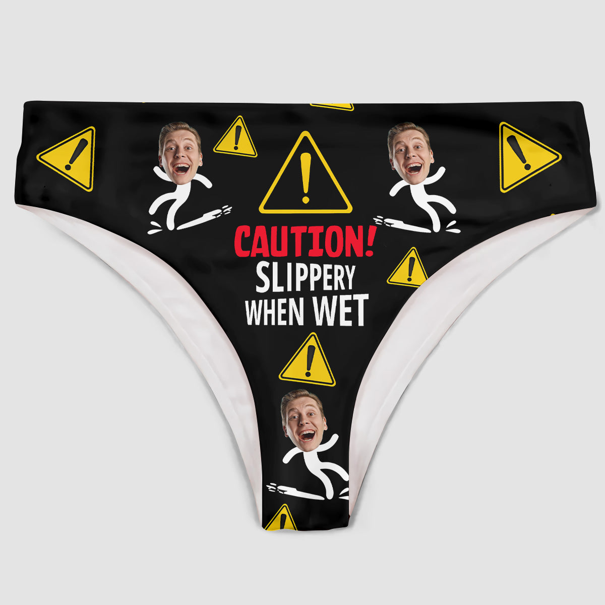 Caution! Slippery When Wet - Personalized Custom Women's Briefs - Gift For Couple, Girlfriend, Wife