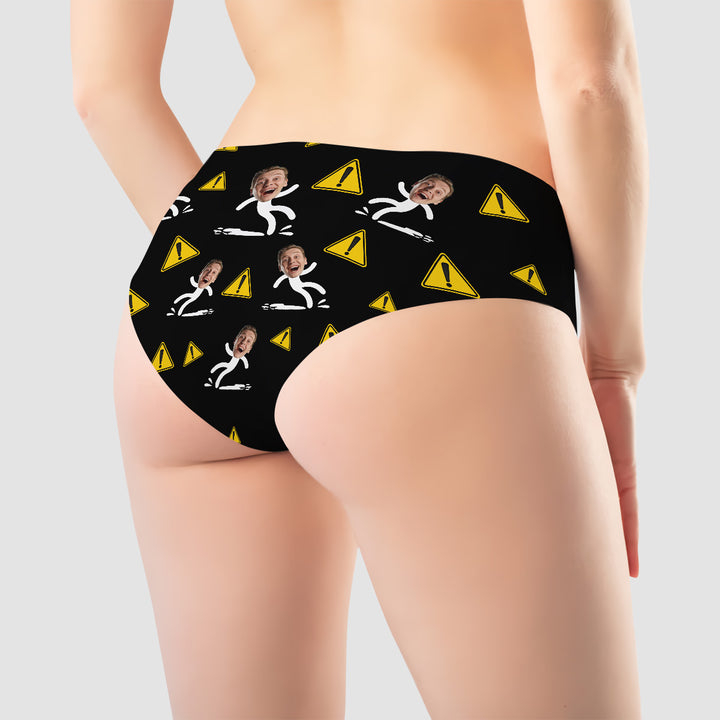 Caution! Slippery When Wet - Personalized Custom Women's Briefs - Gift For Couple, Girlfriend, Wife