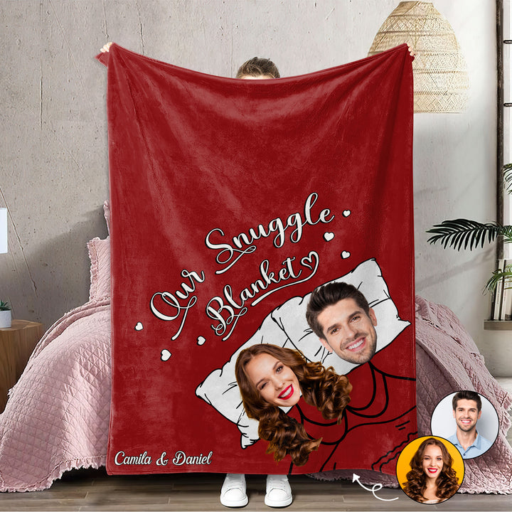 Couple Snuggled Blanket - Personalized Custom Blanket - Valentine's Day Gift For Couple, Wife, Husband