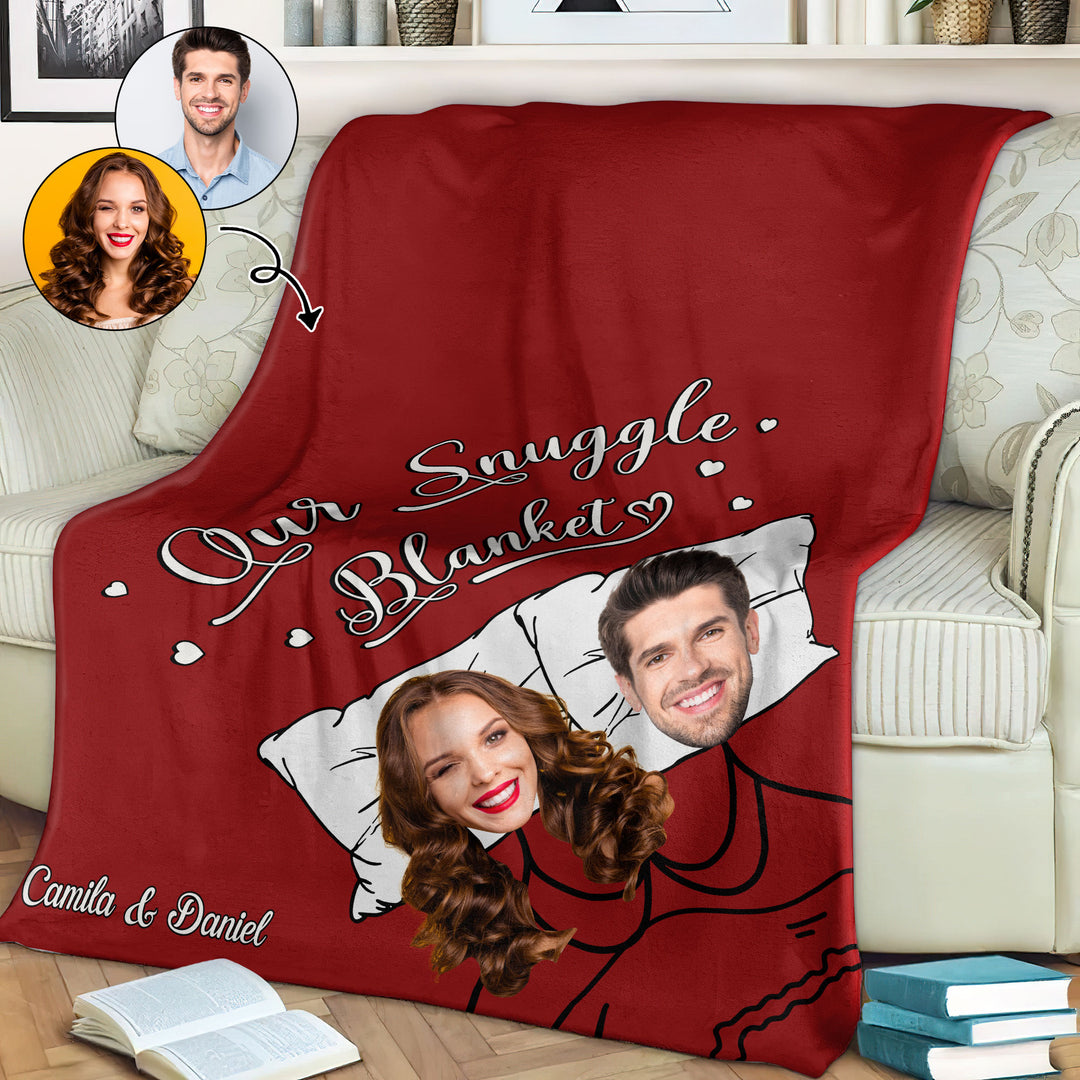 Couple Snuggled Blanket - Personalized Custom Blanket - Valentine's Day Gift For Couple, Wife, Husband