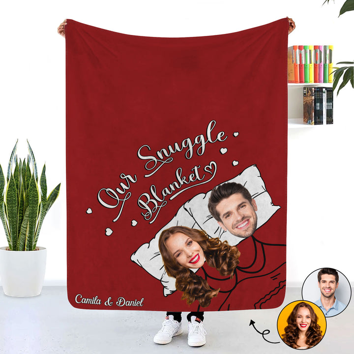 Couple Snuggled Blanket - Personalized Custom Blanket - Valentine's Day Gift For Couple, Wife, Husband