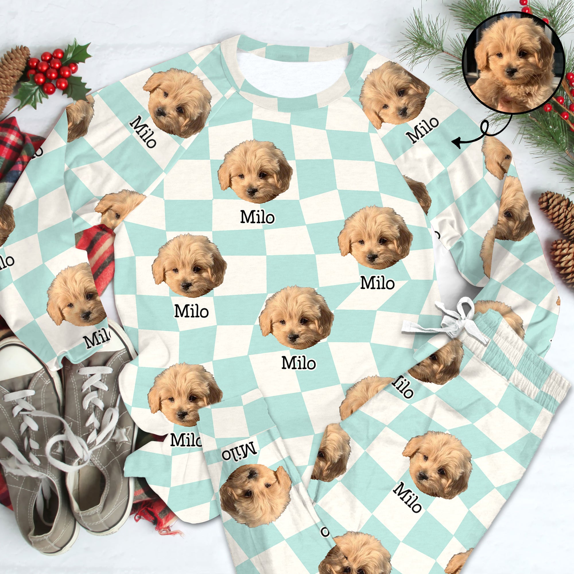 Pet Custom Face - Personalized Custom Raglan Pajama Set - Gift For Dog Lovers, Dog Mom