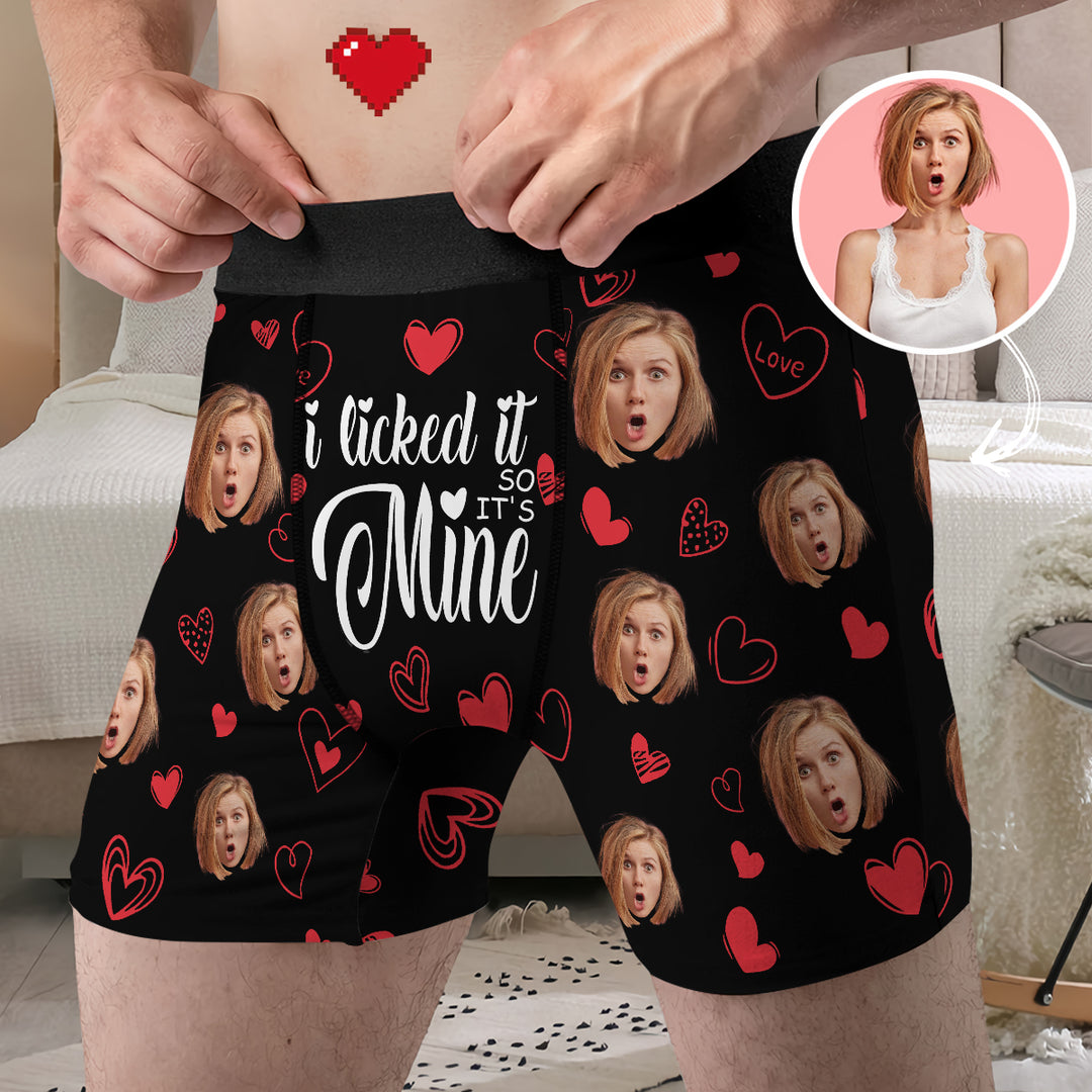 I Licked It So It's Mine - Personalized Custom Men's Boxer Briefs - Gift For Couple, Girlfriend, Wife