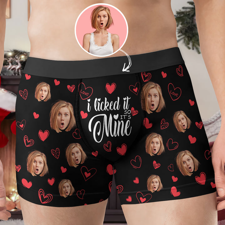 I Licked It So It's Mine - Personalized Custom Men's Boxer Briefs - Gift For Couple, Girlfriend, Wife