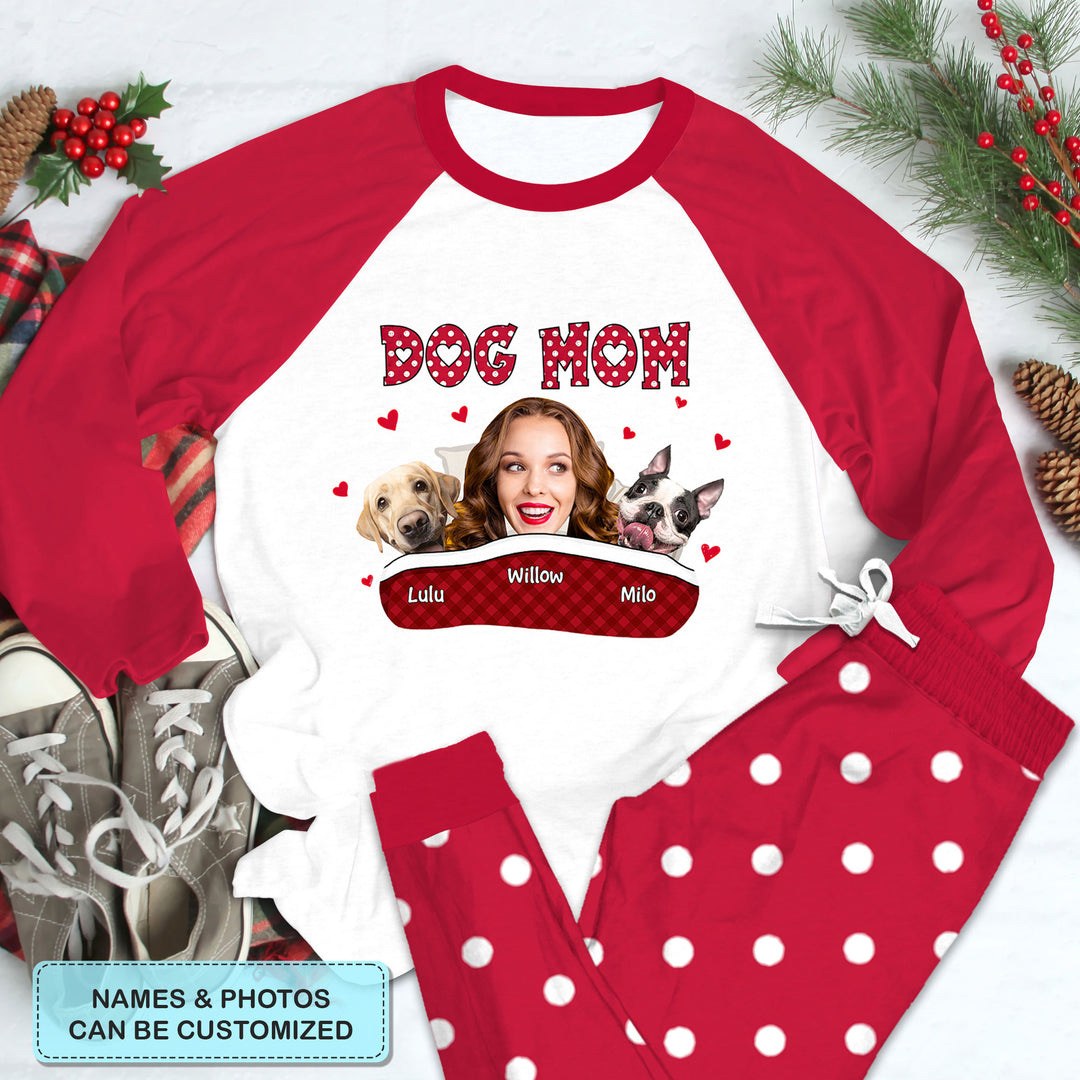 Dog Mom - Personalized Custom Raglan Pajama Set - Gift For Dog Lovers, Dog Mom