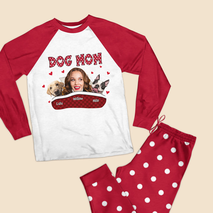 Dog Mom - Personalized Custom Raglan Pajama Set - Gift For Dog Lovers, Dog Mom