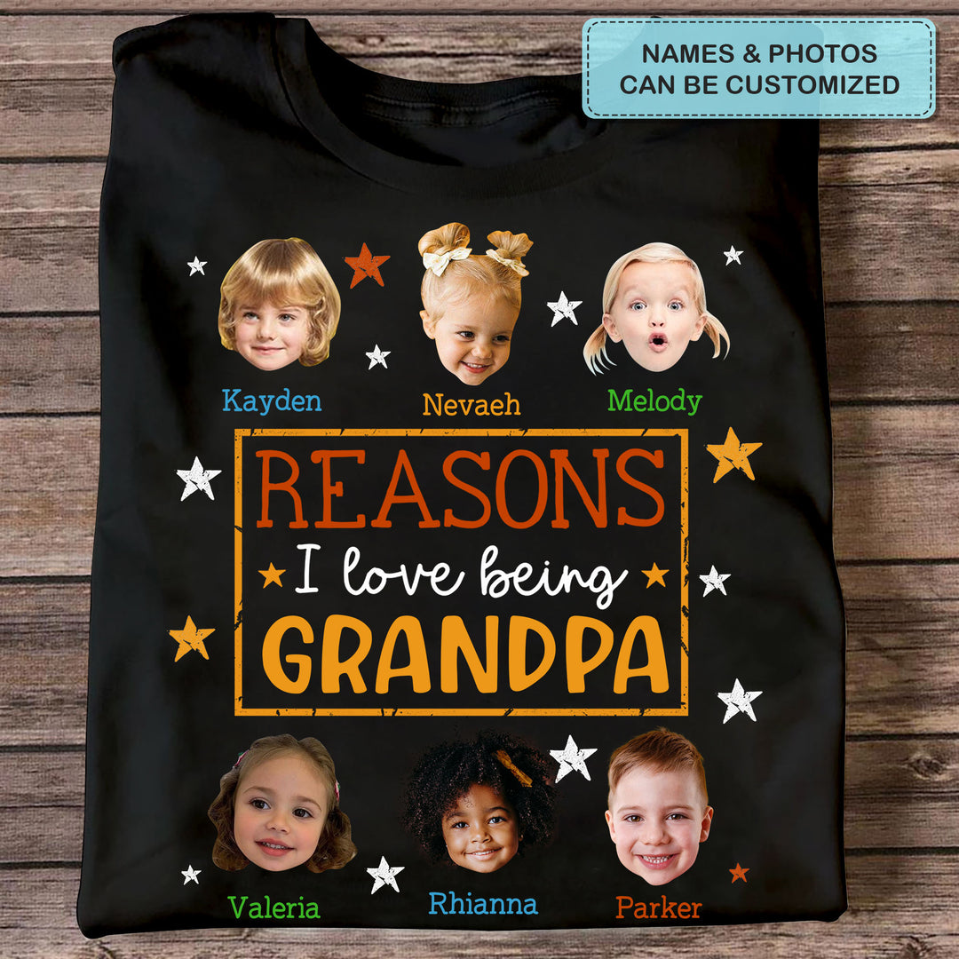 Reasons I Love Being Grandpa - Personalized Custom T-shirt - Gift For Grandpa, Family Members, Dad