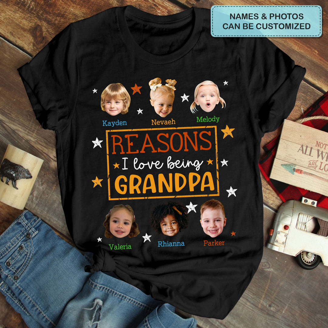 Reasons I Love Being Grandpa - Personalized Custom T-shirt - Gift For Grandpa, Family Members, Dad