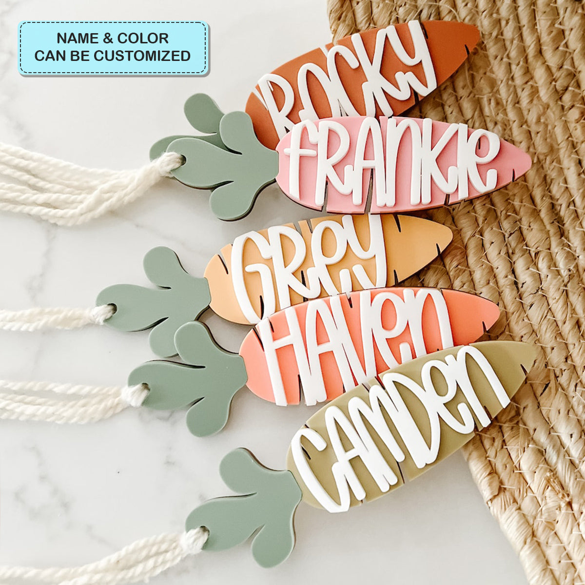 Carrot Tag - Personalized Custom Basket Tag - Easter Gift For Family Members, Grandma, Mom