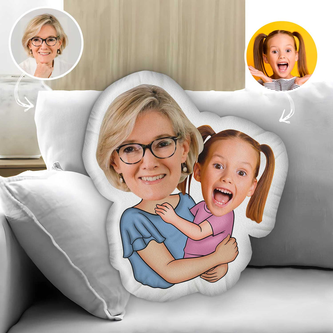 Grandma Hugging - Personalized Custom Shape Pillow - Gift For Family Members, Mother's Day Gift For Grandma