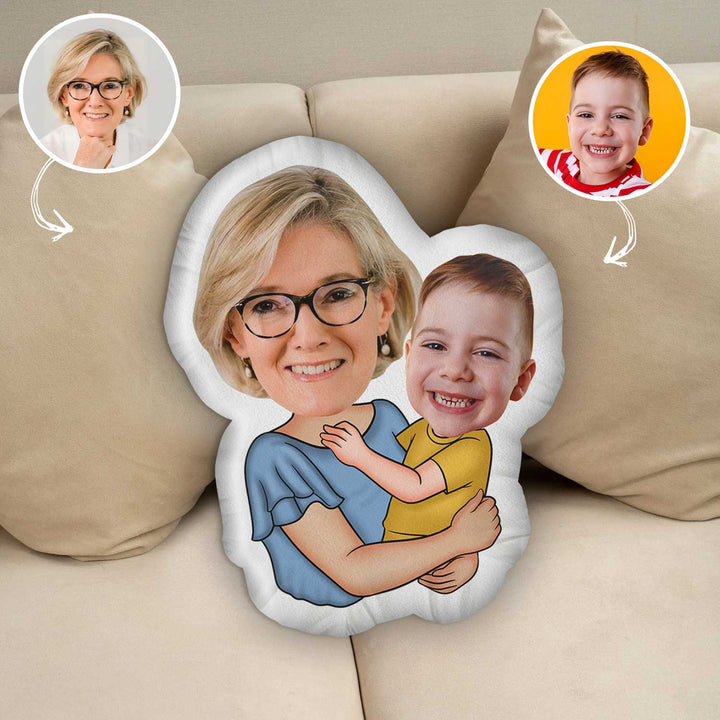 Grandma Hugging - Personalized Custom Shape Pillow - Gift For Family Members, Mother's Day Gift For Grandma
