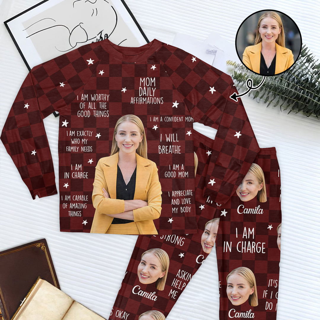 Mom Daily Affirmation - Personalized Custom Raglan Pajama Set - Mother's Day, Gift For Mom, Grandma, Family Member