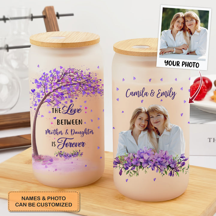 Mother And Daughter Forever Linked Together - Personalized Custom Glass Can - Mother's Day Gift For Grandmother
