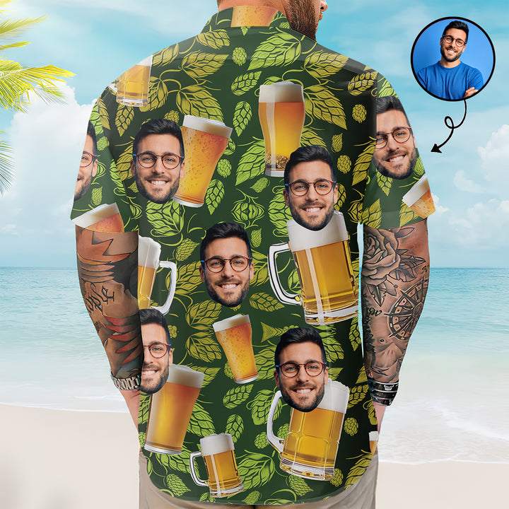 Funny Beer Pattern - Personalized Custom Unisex Hawaiian Shirt