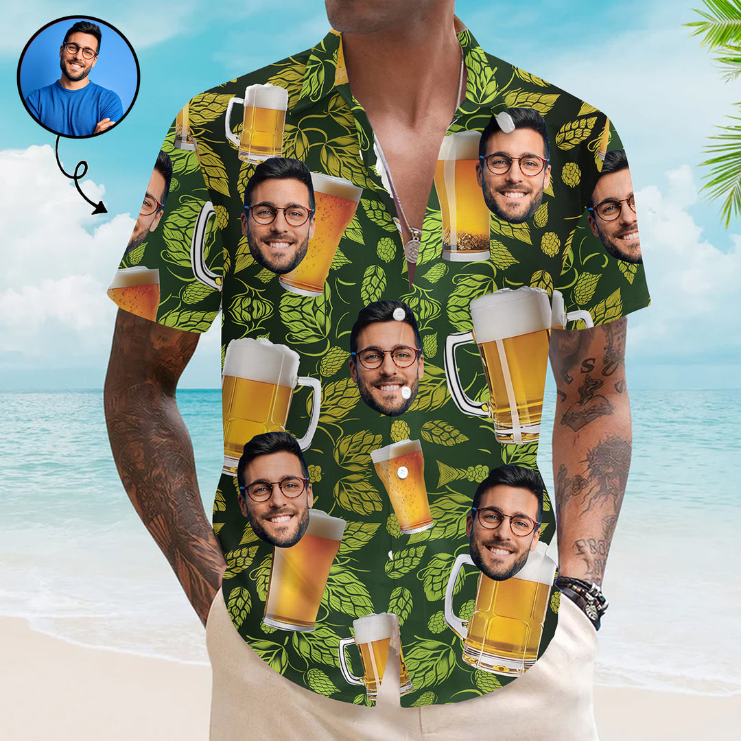 Funny Beer Pattern - Personalized Custom Unisex Hawaiian Shirt